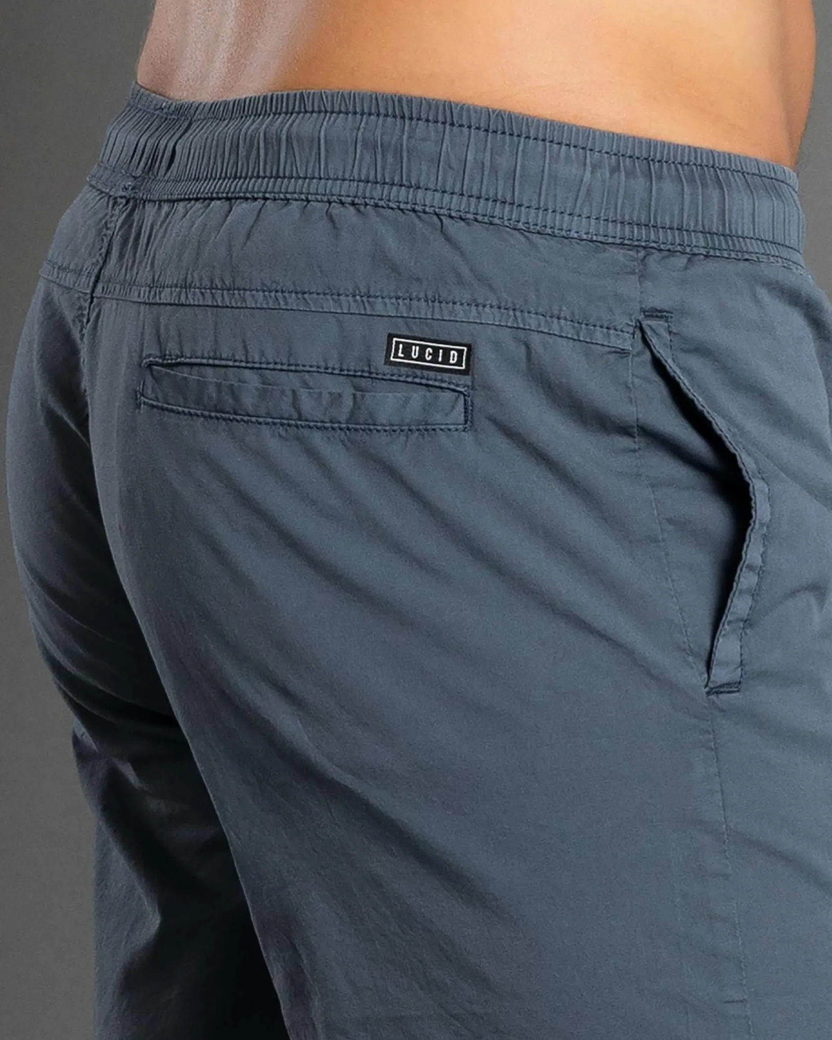 Lucid Motion Elastic Waist Shorts Slate Blue New
