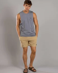 Lucid Motion Elastic Waist Shorts Stone Sale