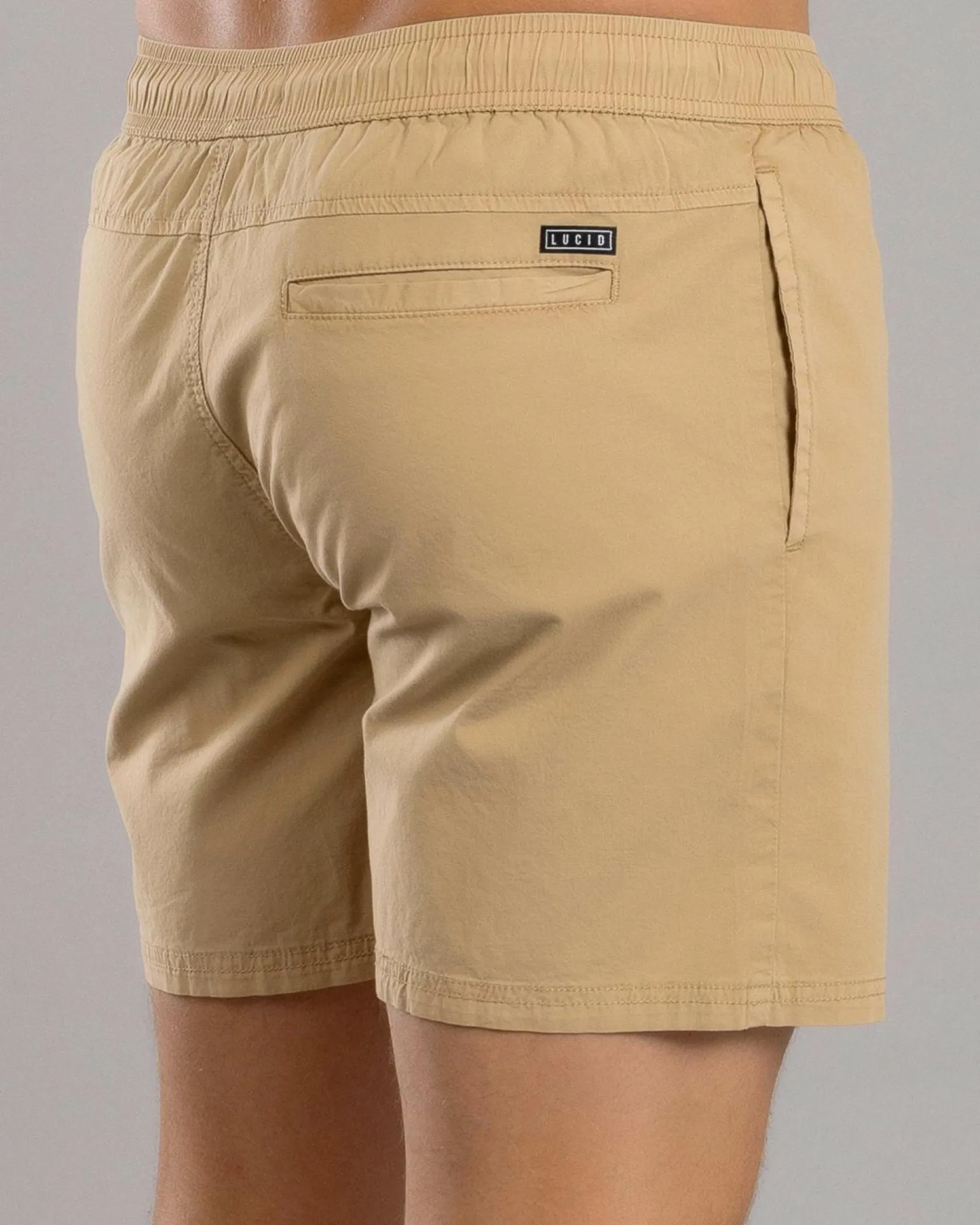 Lucid Motion Elastic Waist Shorts Stone Sale