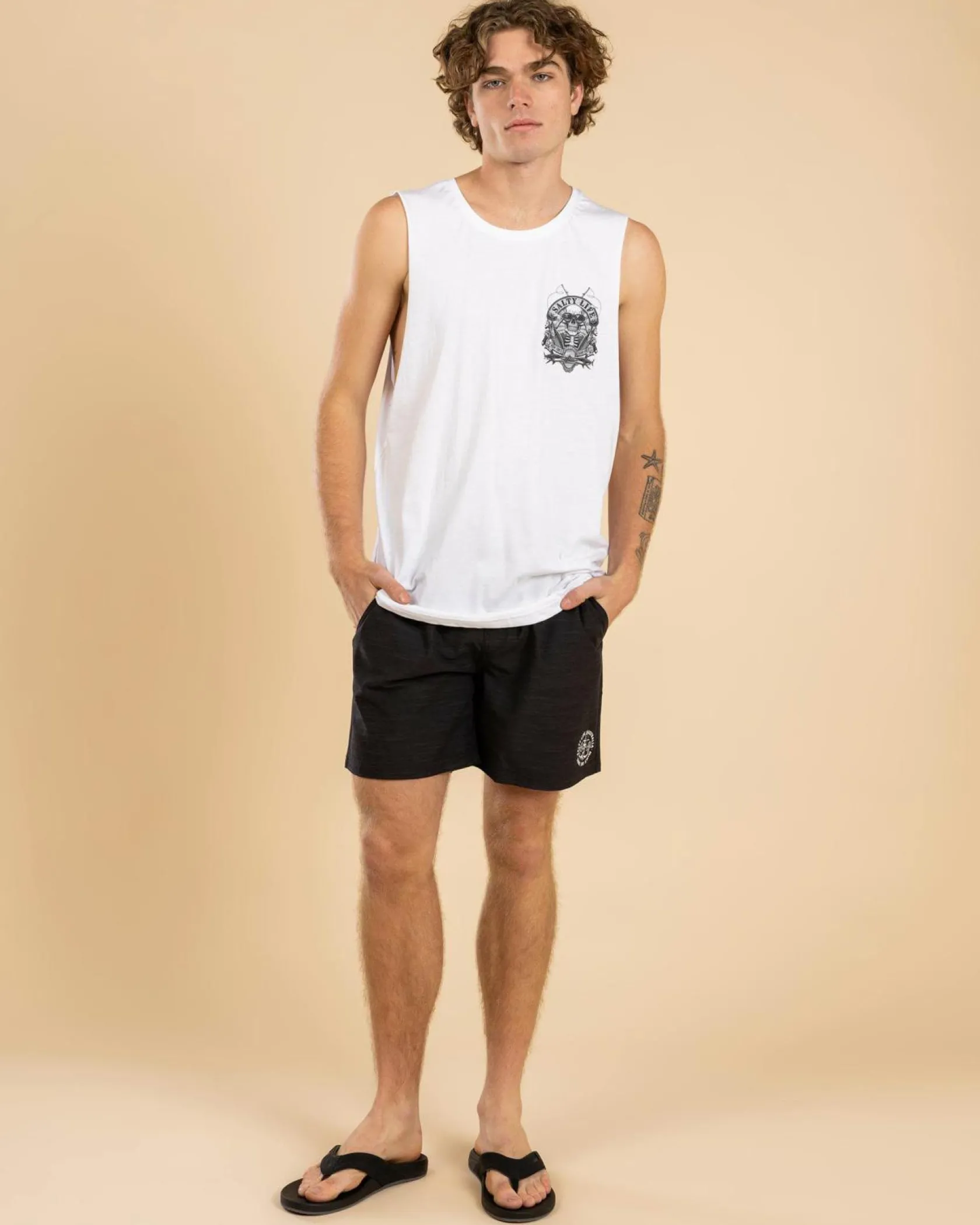 Salty Life Ocean's Gamble Muscle Tank White