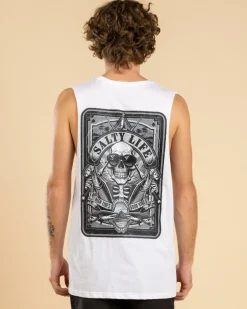 Salty Life Ocean's Gamble Muscle Tank White