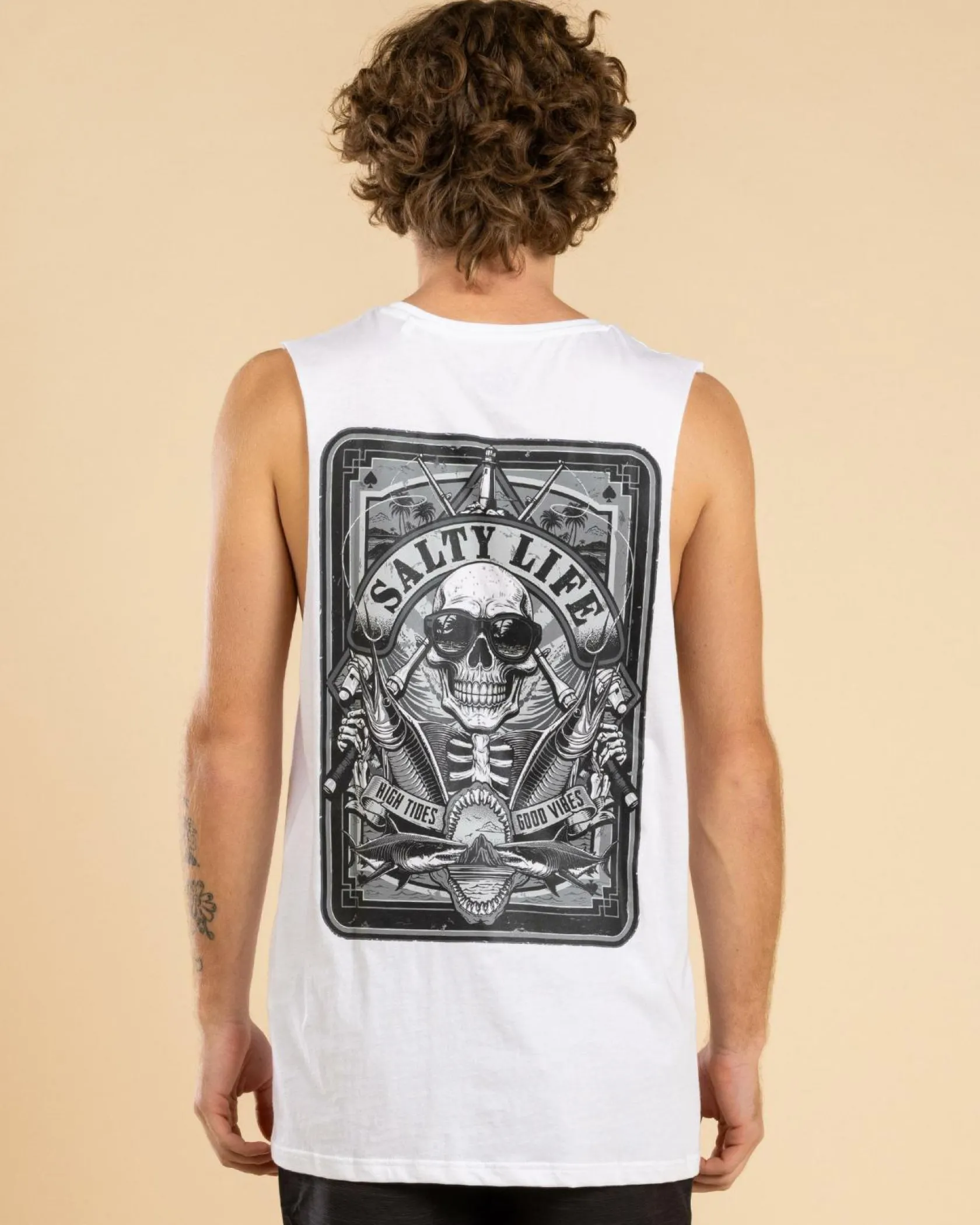 Salty Life Ocean's Gamble Muscle Tank White