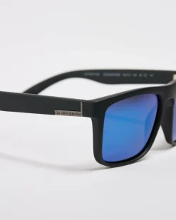 Quiksilver Oceanview Polarised Sunglasses Rubberized Black/ Ice Blue Mirror