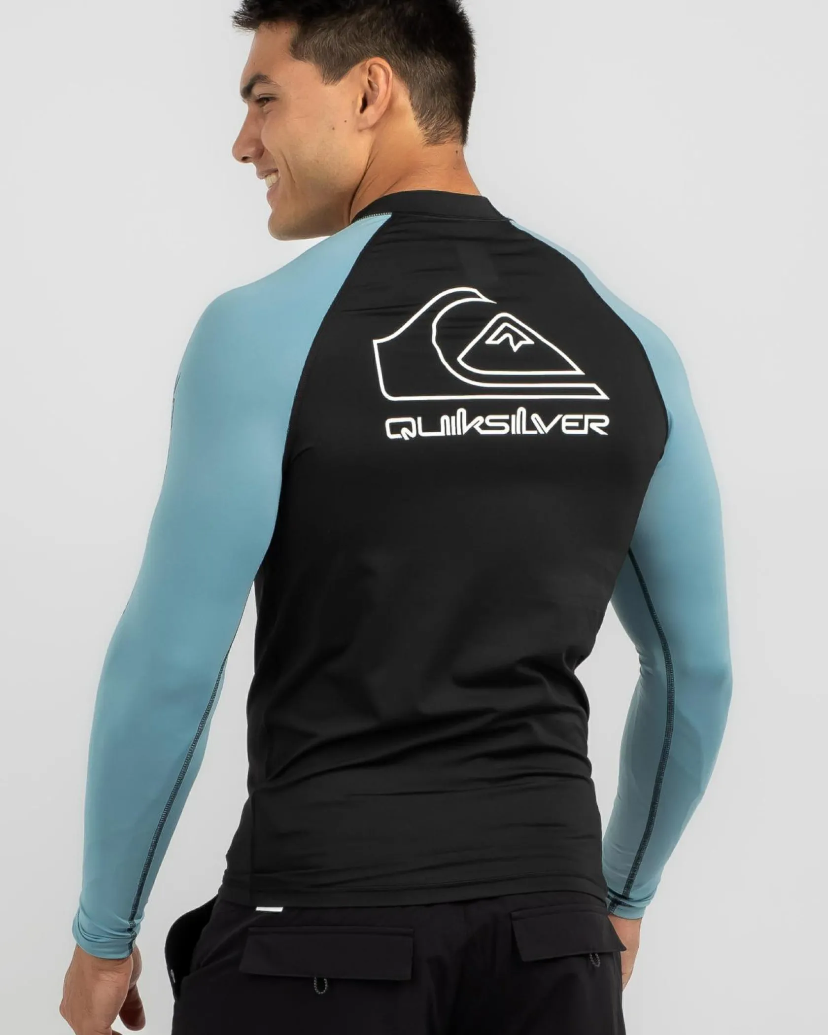 Quiksilver On Tour Long Sleeve Rash Vest Reef Waters Discount
