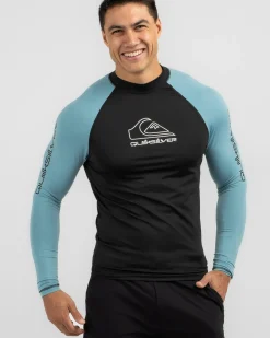 Quiksilver On Tour Long Sleeve Rash Vest Reef Waters Discount