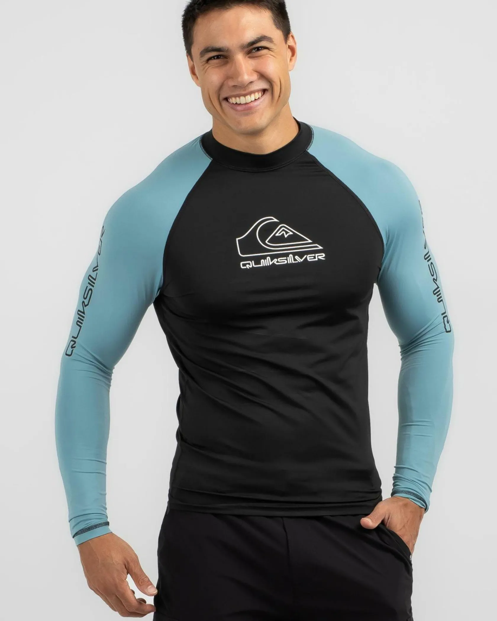 Quiksilver On Tour Long Sleeve Rash Vest Reef Waters Discount