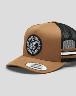 Salty Life Once Bitten 3.0 Trucker Cap Tan/black Hot
