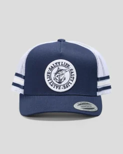 Salty Life Once Bitten 4.0 Trucker Cap Blue/white Best