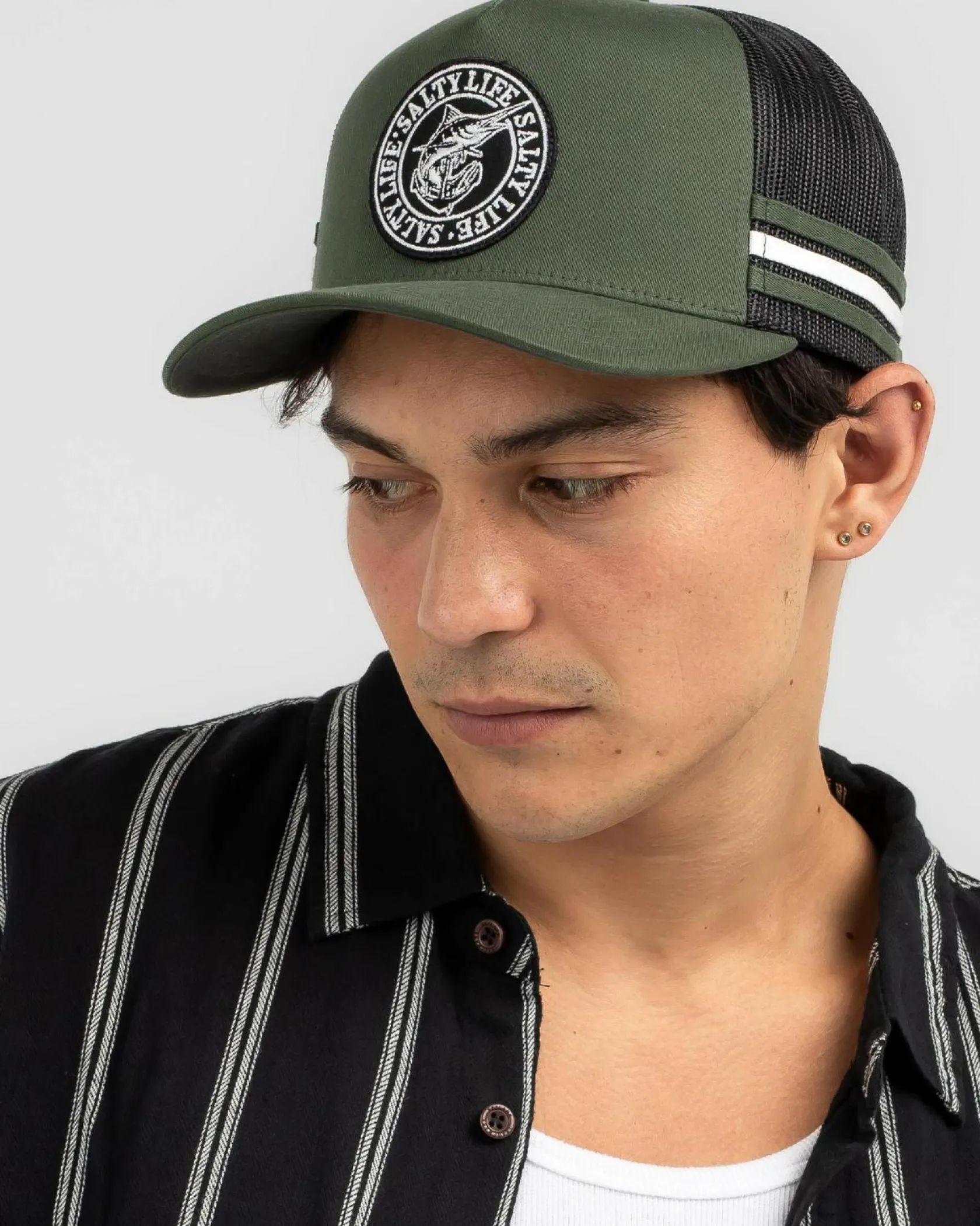 Salty Life Once Bitten 3.0 Trucker Cap Army Green/black Sale