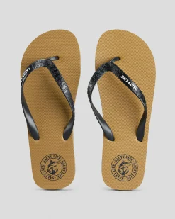 Salty Life Once Bitten Thongs Tan/black Clearance