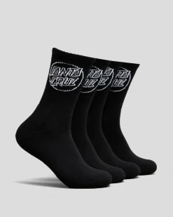 Santa Cruz Opus Dot Crew Socks 4 Pack Black Discount