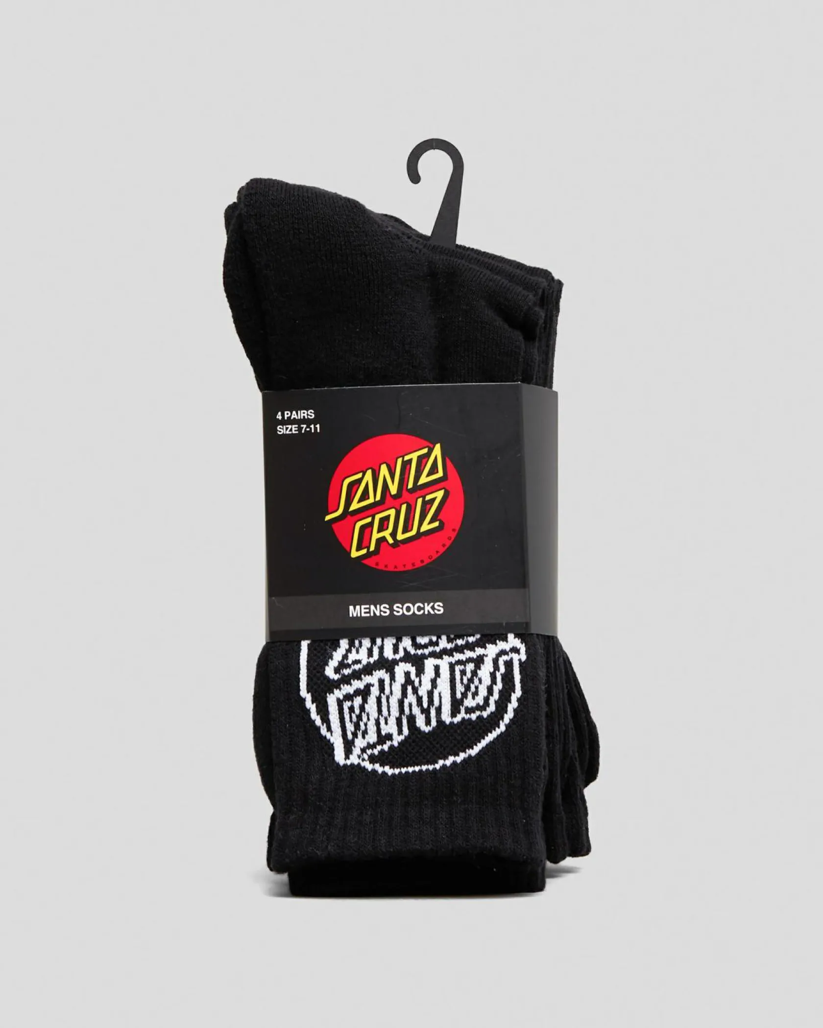 Santa Cruz Opus Dot Crew Socks 4 Pack Black Discount
