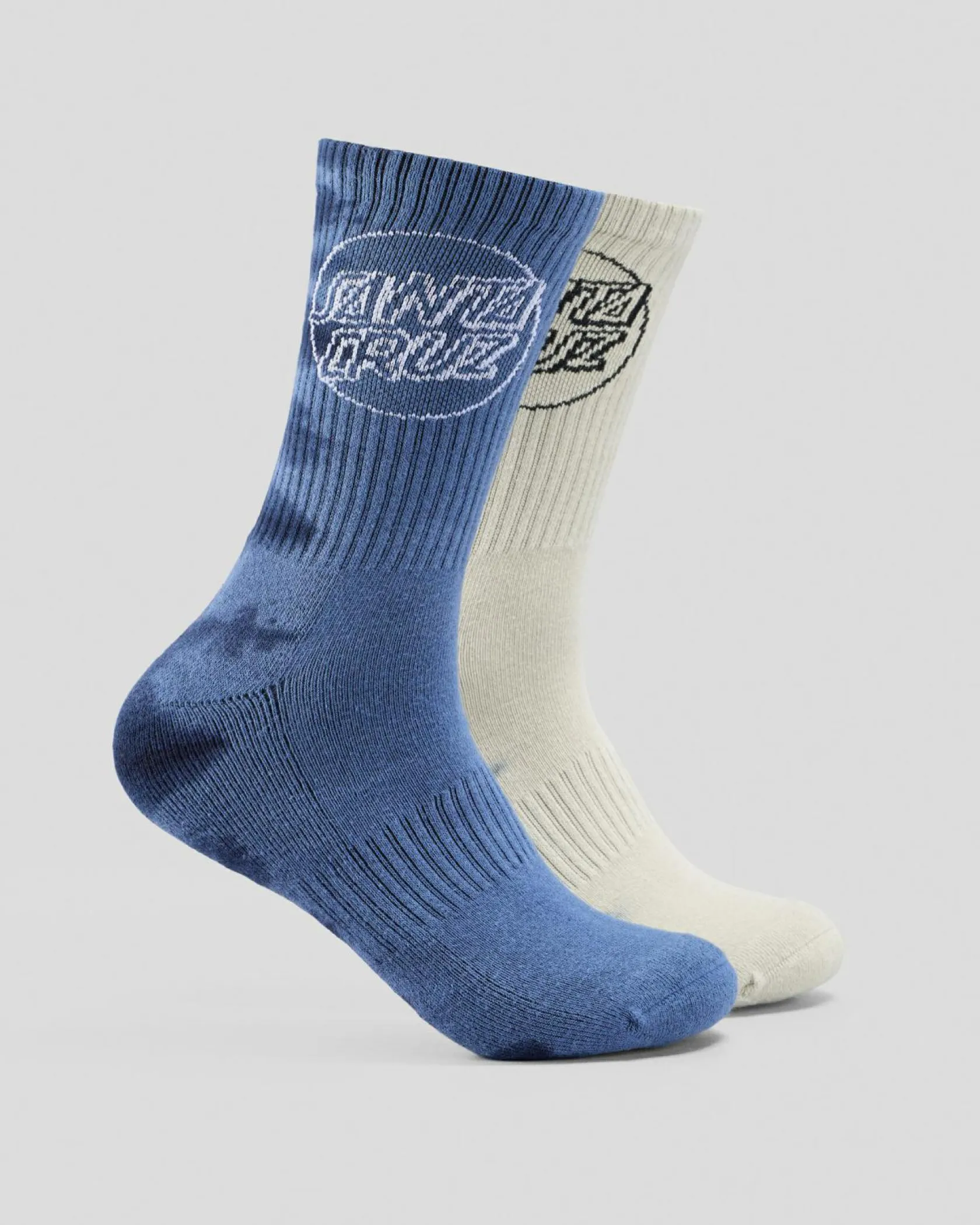 Santa Cruz Opus Dot Crew Socks 2 Pack Blue Tie Dye/concrete Tie Dye Discount