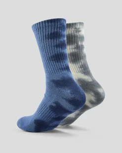 Santa Cruz Opus Dot Crew Socks 2 Pack Blue Tie Dye/concrete Tie Dye Discount