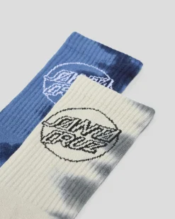 Santa Cruz Opus Dot Crew Socks 2 Pack Blue Tie Dye/concrete Tie Dye Discount