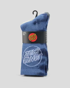 Santa Cruz Opus Dot Crew Socks 2 Pack Blue Tie Dye/concrete Tie Dye Discount