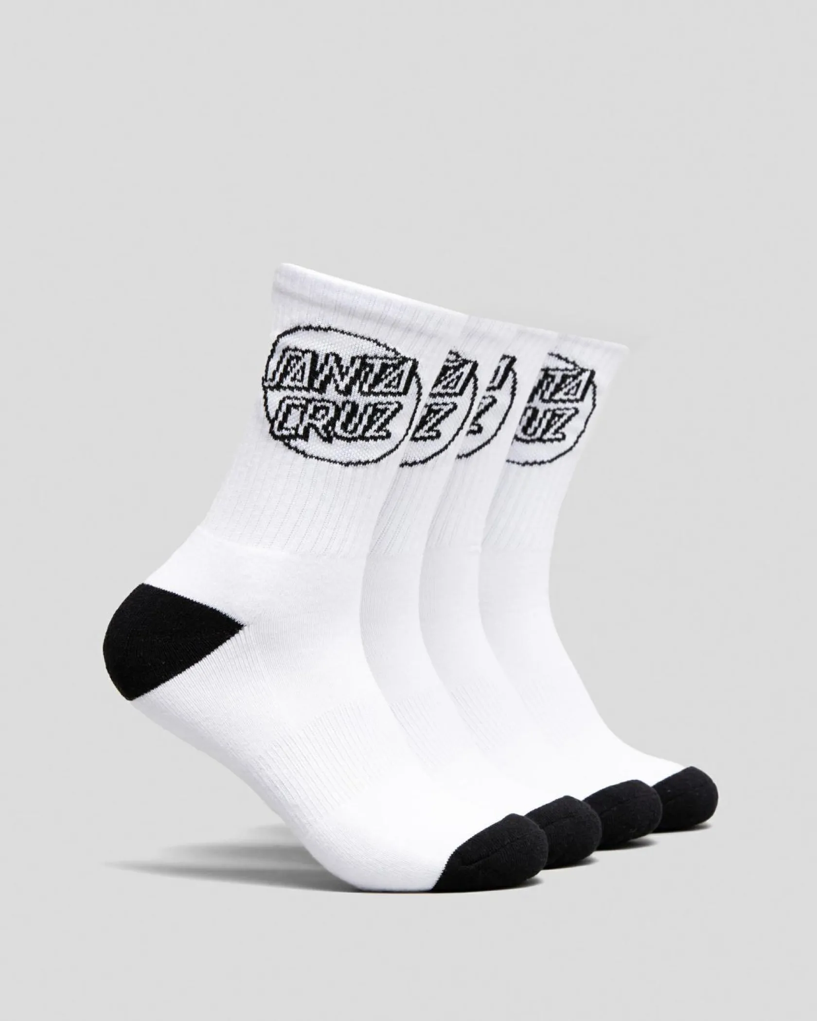 Santa Cruz Opus Dot Crew Socks 4 Pack White Discount