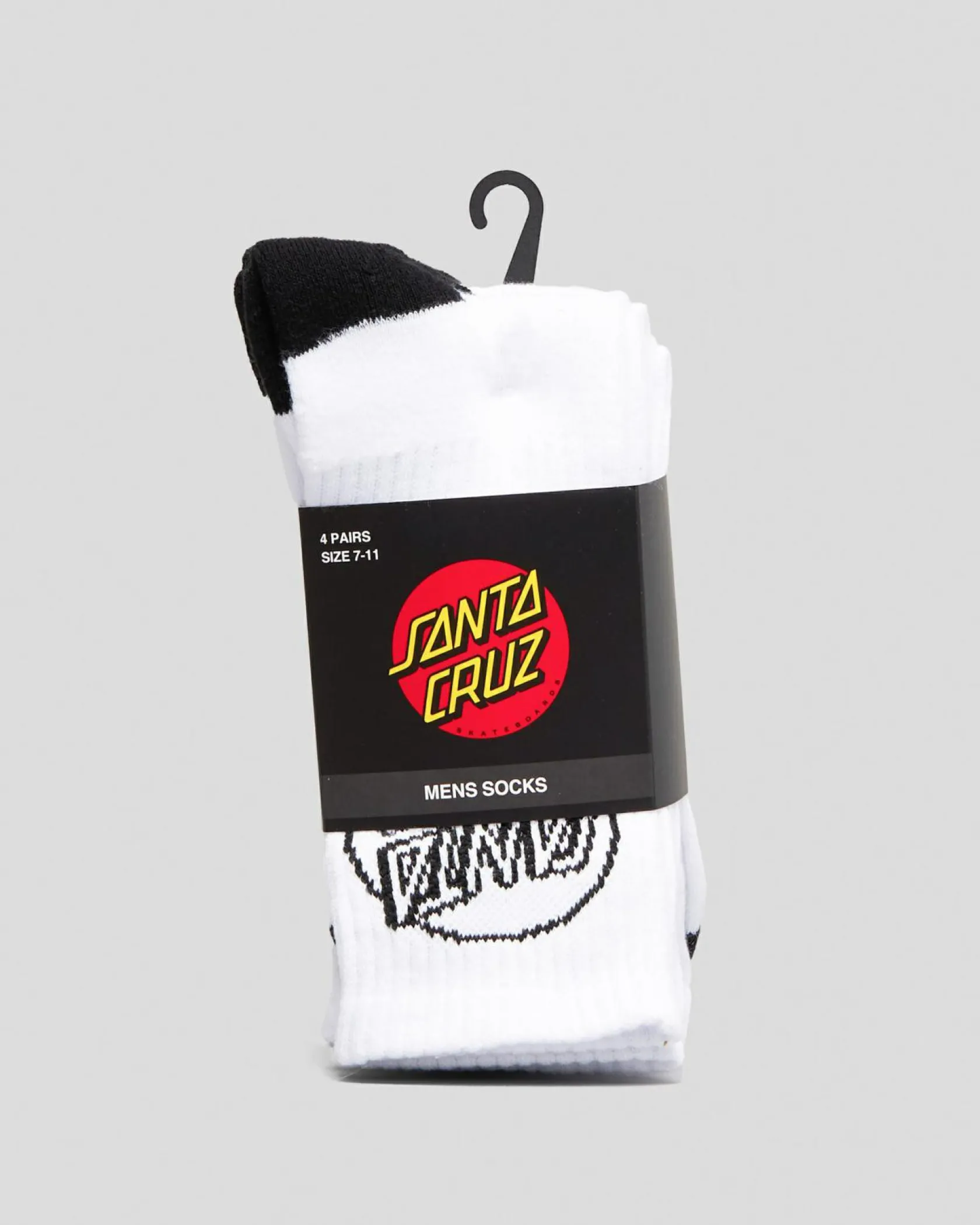 Santa Cruz Opus Dot Crew Socks 4 Pack White Discount