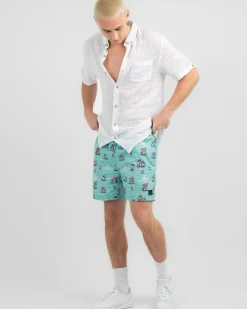 Lucid Organic Elastic Waist Shorts Mint Outlet