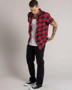 Dexter Outlander Short Sleeve Shirt Red/black Check Outlet