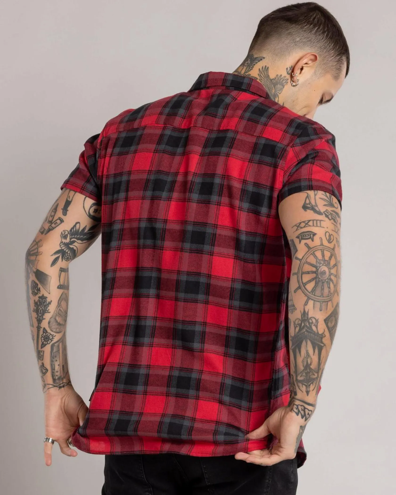 Dexter Outlander Short Sleeve Shirt Red/black Check Outlet