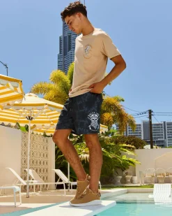 Salty Life Overboard Elastic Waist Shorts Black Mottle Discount
