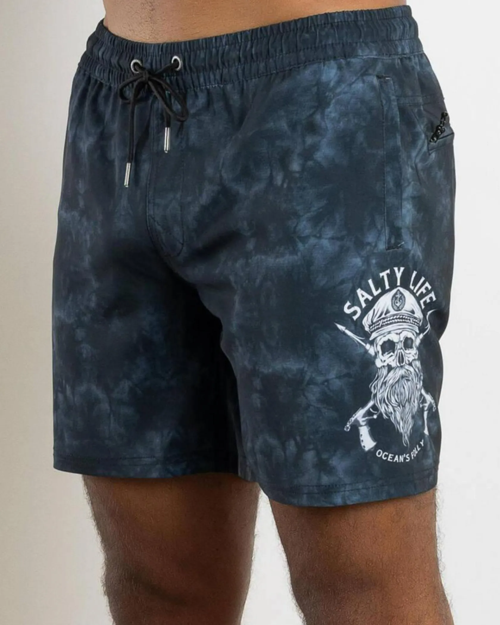 Salty Life Overboard Elastic Waist Shorts Black Mottle Discount