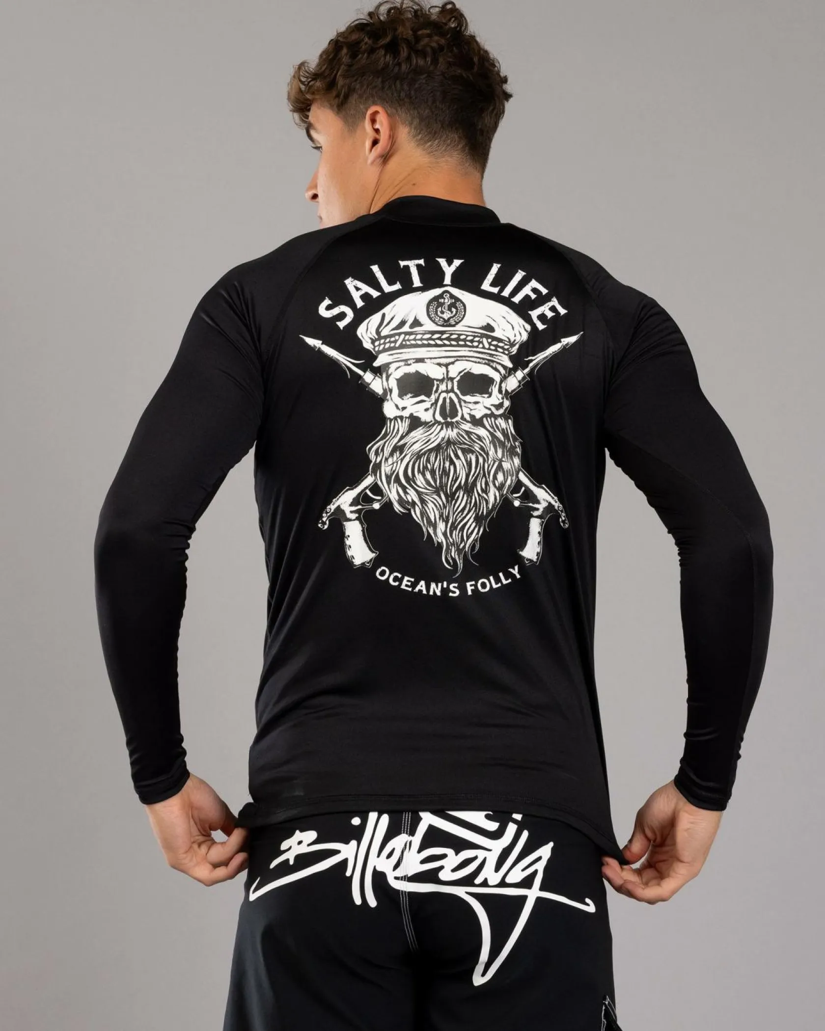 Salty Life Overboard Long Sleeve Rash Vest Black Outlet