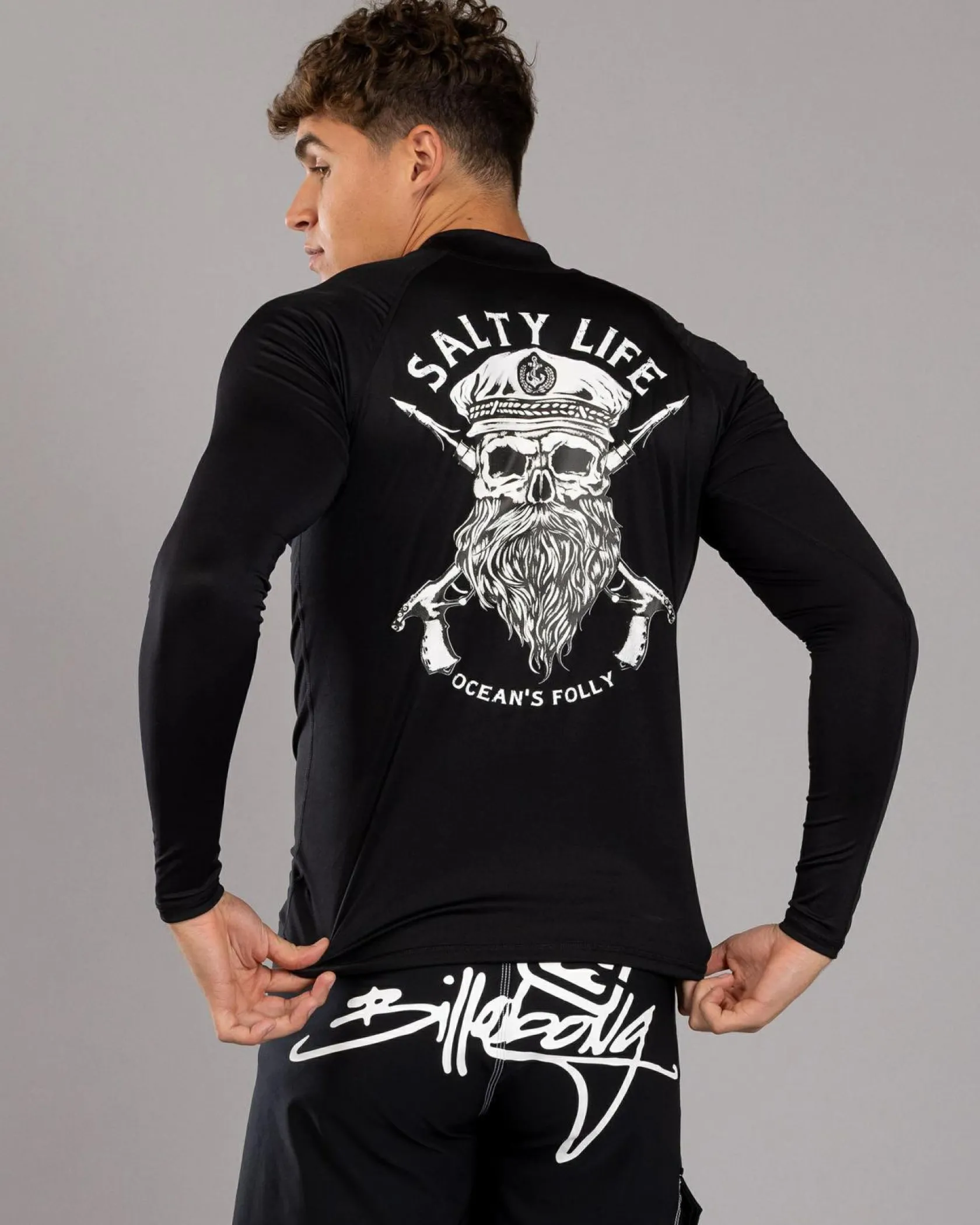 Salty Life Overboard Long Sleeve Rash Vest Black Outlet