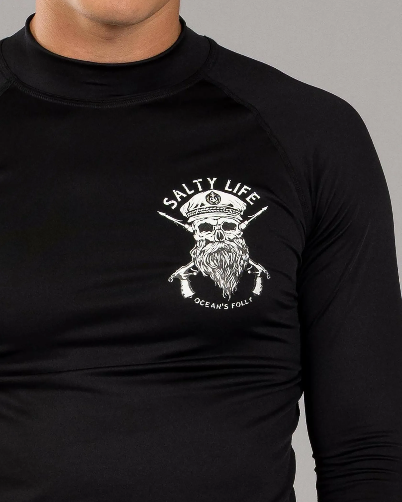 Salty Life Overboard Long Sleeve Rash Vest Black Outlet