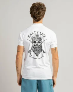 Salty Life Overboard Short Sleeve Rash Vest White Hot