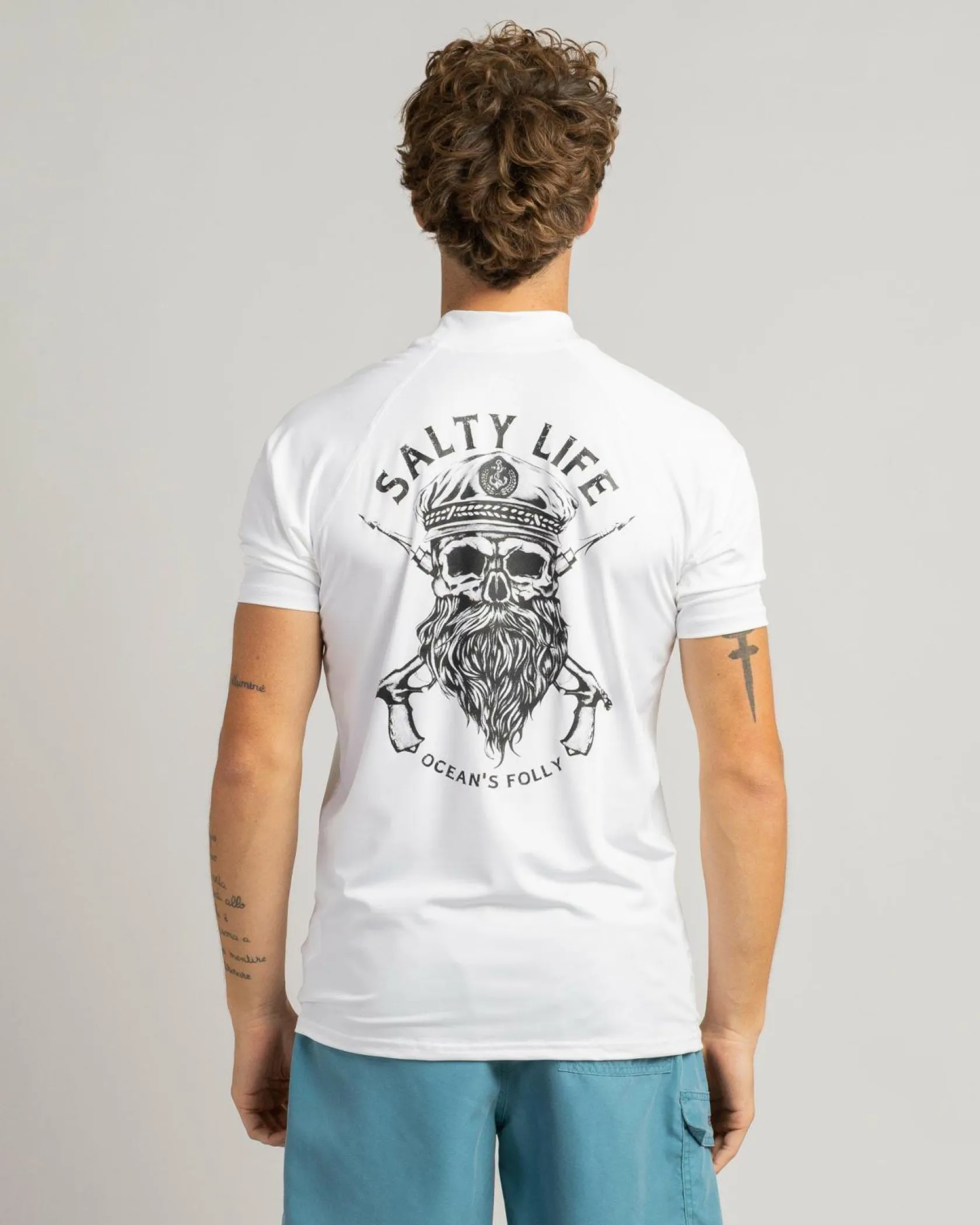 Salty Life Overboard Short Sleeve Rash Vest White Hot