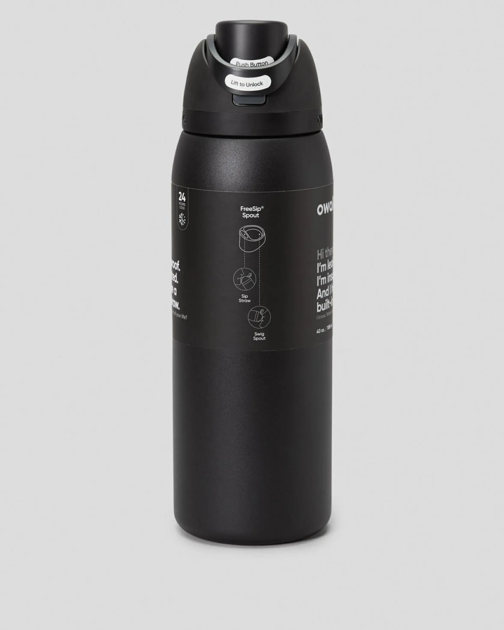 Owala 40oz FreeSip Stainless Steel Water Bottle Black Clearance