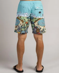The Mad Hueys Oz Straya Volley Shorts Aqua Best