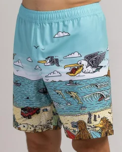 The Mad Hueys Oz Straya Volley Shorts Aqua Best