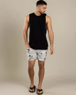 Jacks Palm Elastic Waist Shorts Cream New