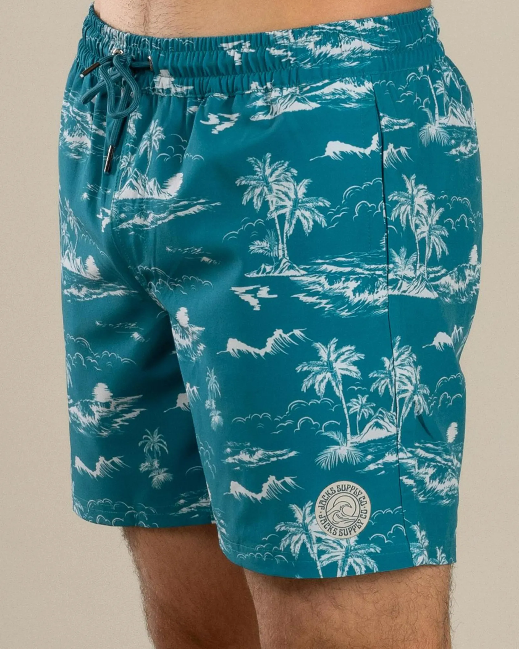 Jacks Palm Elastic Waist Shorts Slate Blue Outlet