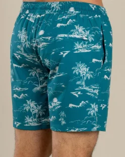 Jacks Palm Elastic Waist Shorts Slate Blue Outlet