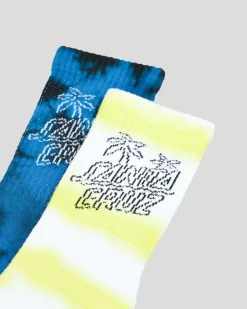 Santa Cruz Palm Stack Crew Socks 2 Pack Cobalt Tiedye/ Lime Tiedye Discount