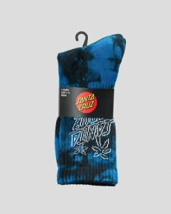Santa Cruz Palm Stack Crew Socks 2 Pack Cobalt Tiedye/ Lime Tiedye Discount