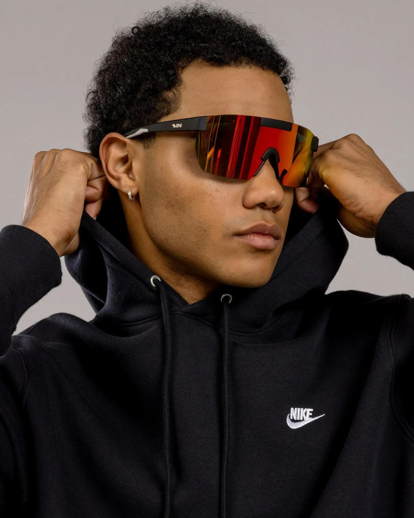 Sin Eyewear Paradigm Polarised Sunglasses Matt Black/ Red Hot