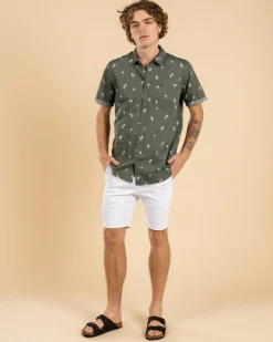 Rip Curl Paradise Palms Short Sleeve Shirt Cactus Green New