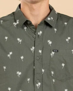 Rip Curl Paradise Palms Short Sleeve Shirt Cactus Green New