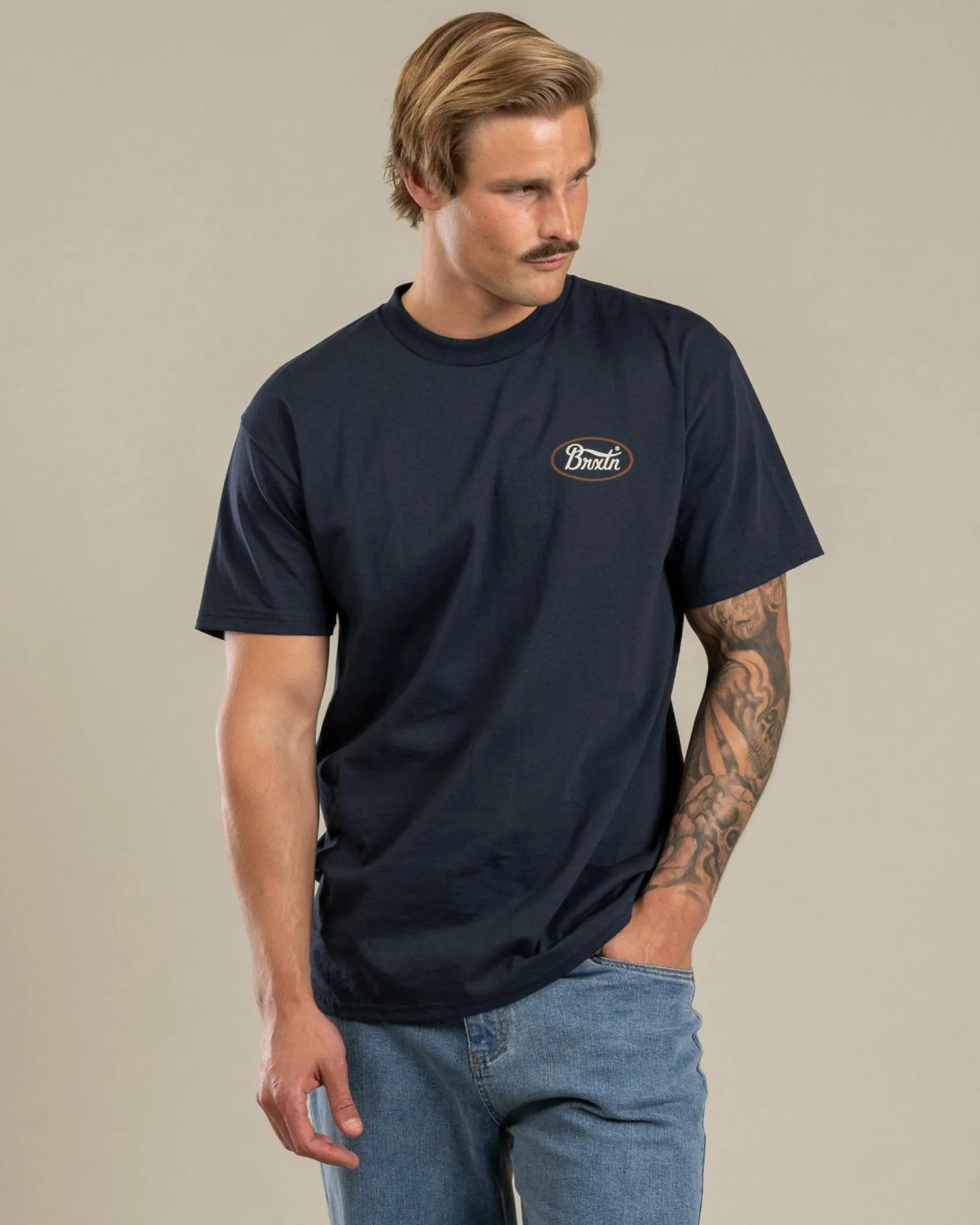 Brixton Parsons T-Shirt Navy Discount