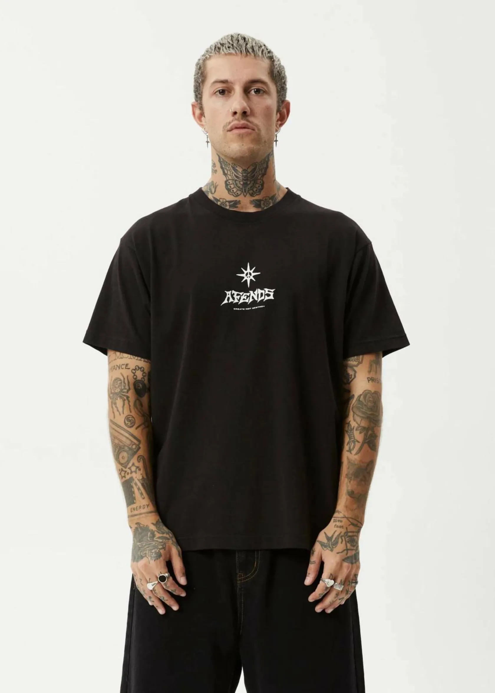 Afends Peace Out T-Shirt Black Discount