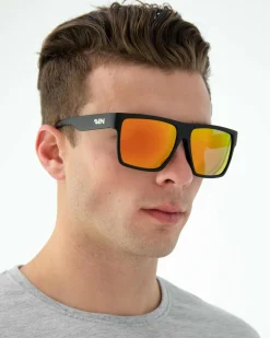 Sin Eyewear Peccant Rubber Polarised Sunglasses Rubber Raven/red Flash Best