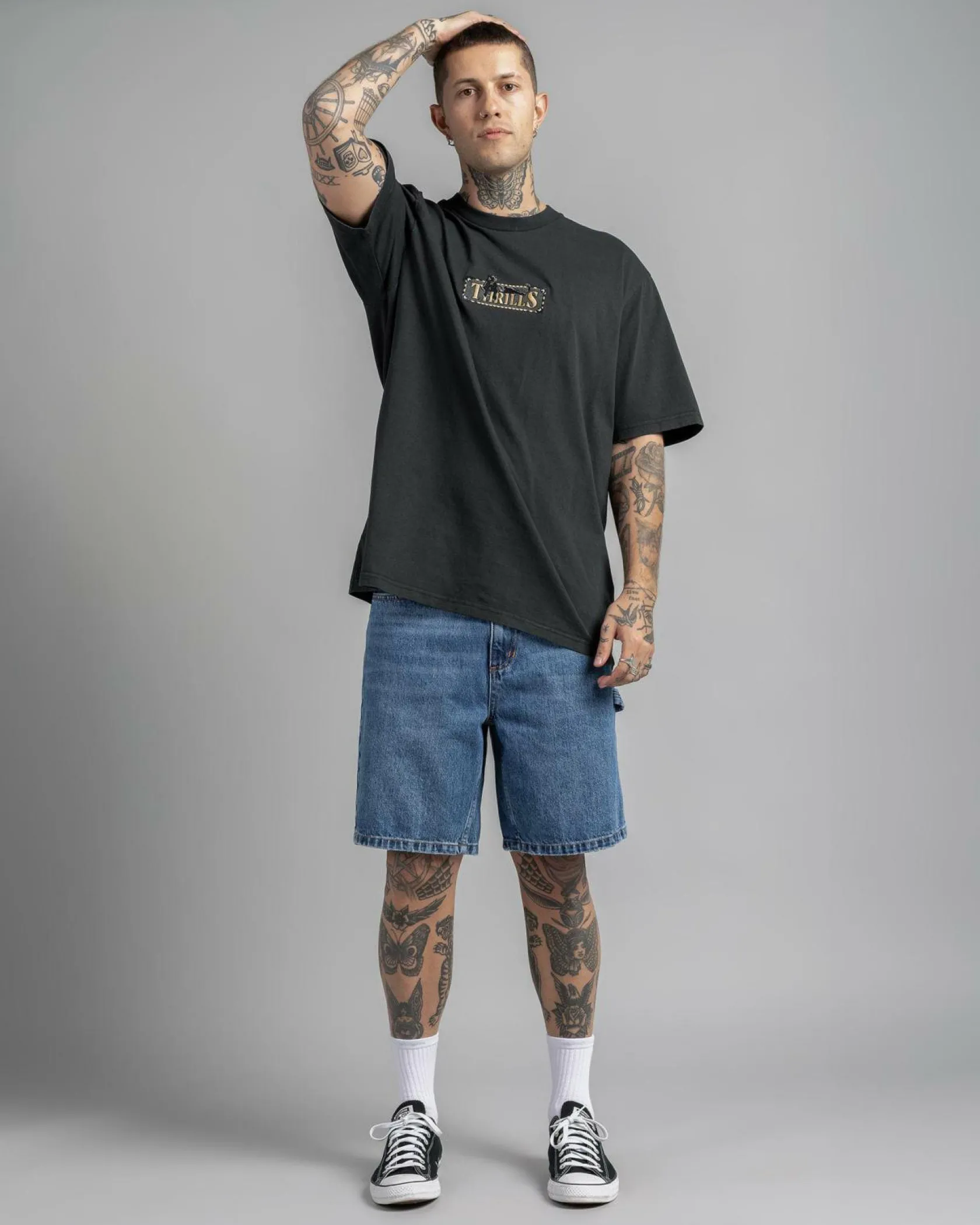 Thrills Pit Stop Oversize Fit T-Shirt Pirate Black Discount