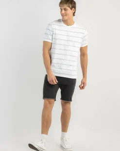 Rip Curl Plain Stripe T-Shirt White/blue Sale