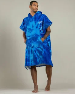Salty Life Plunder & Thunder Hooded Towel Blue Tie Dye New