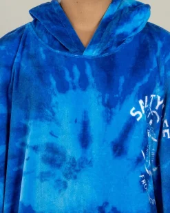 Salty Life Plunder & Thunder Hooded Towel Blue Tie Dye New